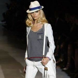 Gucci Silk Knit Nautical G Logo Sherry Web Sleeveless Pocket Blouse